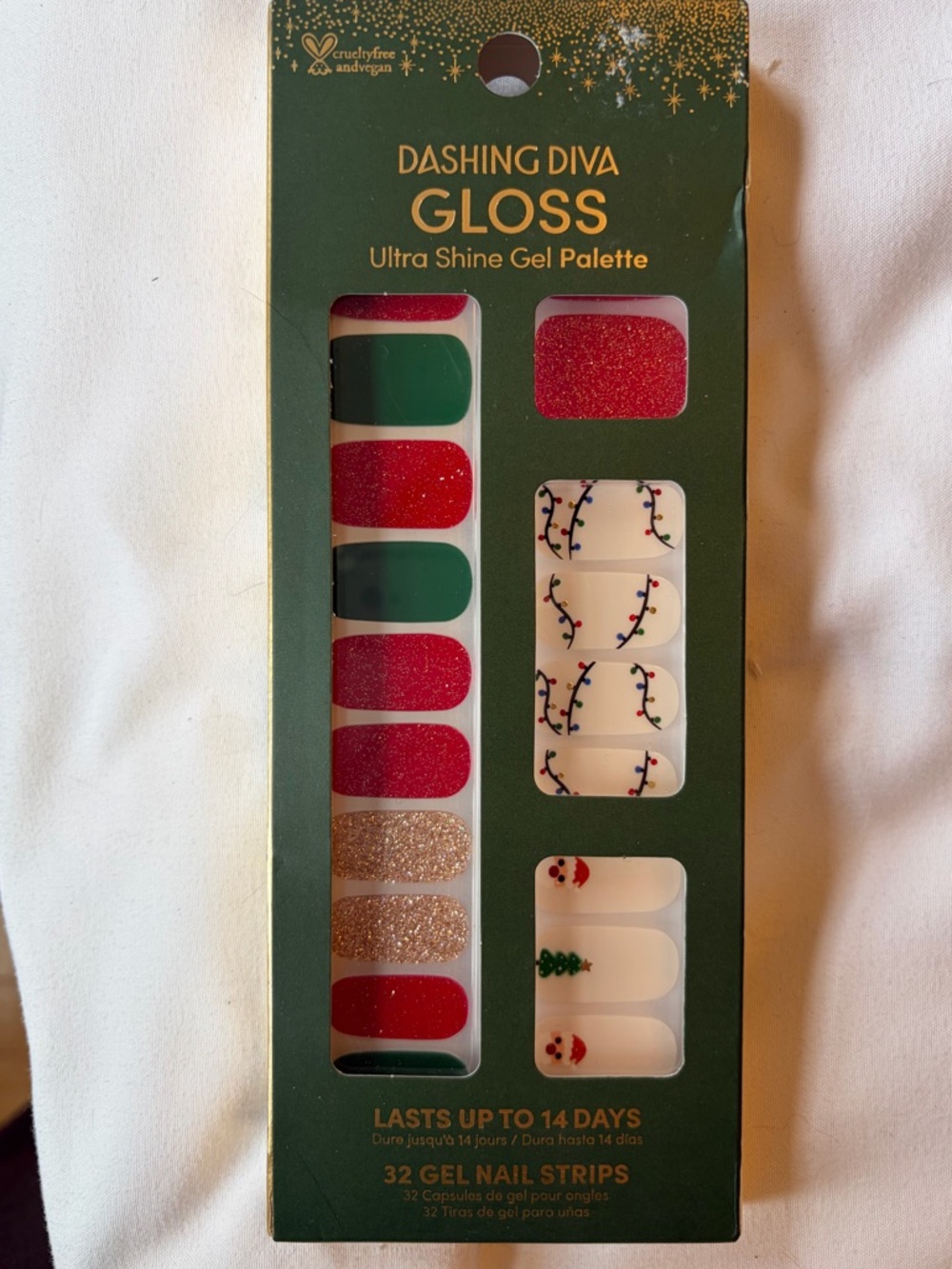Dashing Diva Gloss Red & Green Holiday Gel Nail Strips